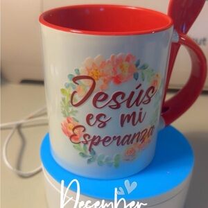 Floral Red and White Mug